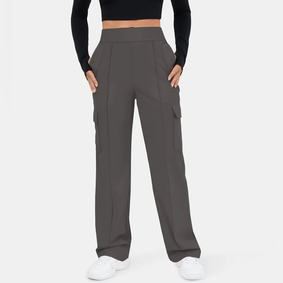HALARA Pants - Halara High Waisted Multiple Pockets Wide Leg Casual Cargo Pants Gray